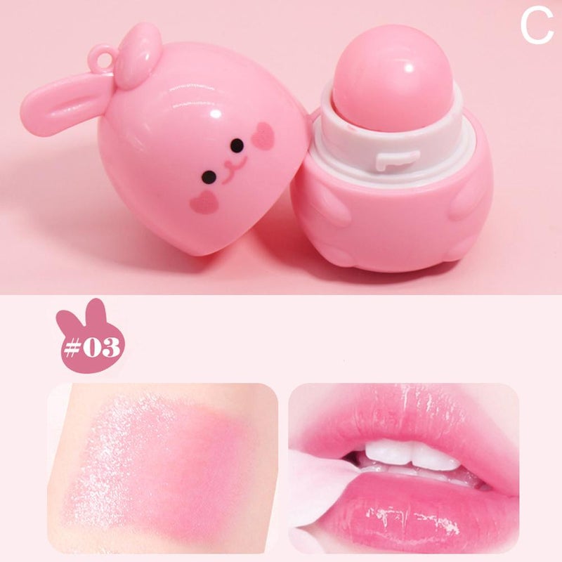 OMGA Cute Bunny Translucent Color-Changing Lip Balm, Cartoon Lip Balm, Moisturizing, Color-Changing Lipstick, Easy to Apply and Long-Lasting